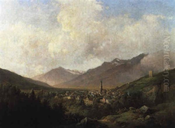 Blick Auf Meran Oil Painting by Edmund Mahlknecht