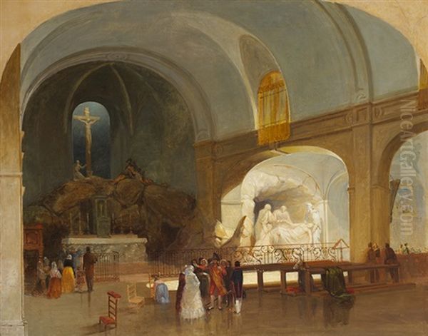 The Church Of St. Roch, Paris Oil Painting by James Mahoney