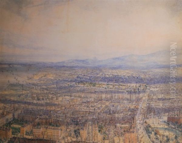 Dublin From The Spire Of St. George's Church, Hardwicke Place Oil Painting by James Mahoney