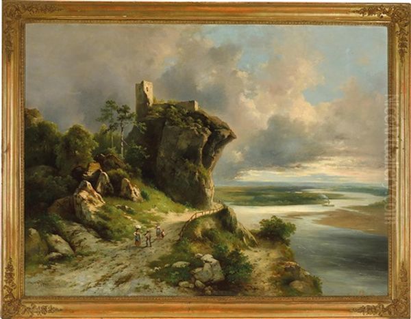 Greifenstein An Der Donau Oil Painting by Josef Mahorcig