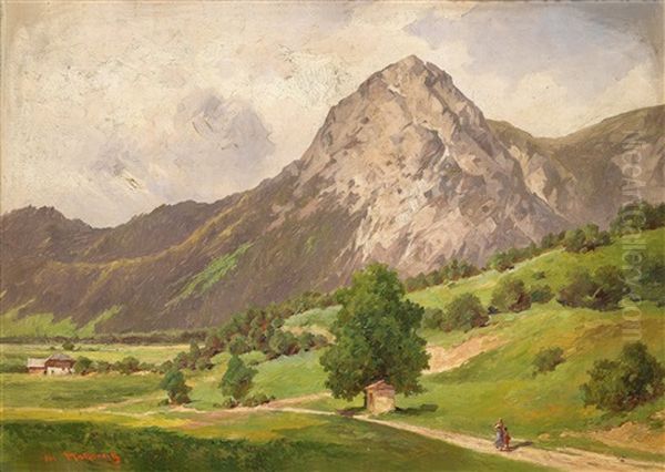 Blick Auf Den Stoderzinken Bei Grobming In Der Steiermark Oil Painting by Josef Mahorcig