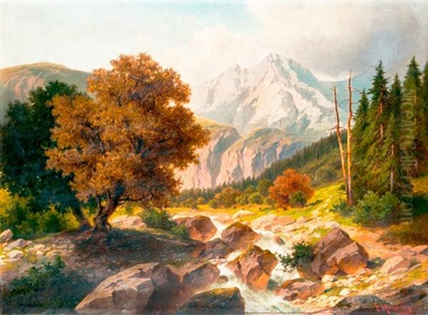 A Pfaffenstein - Hegy Latkepe Oil Painting by Josef Mahorcig