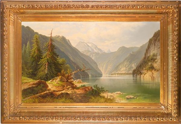 Blick Auf Den Konigssee Oil Painting by Josef Mahorcig