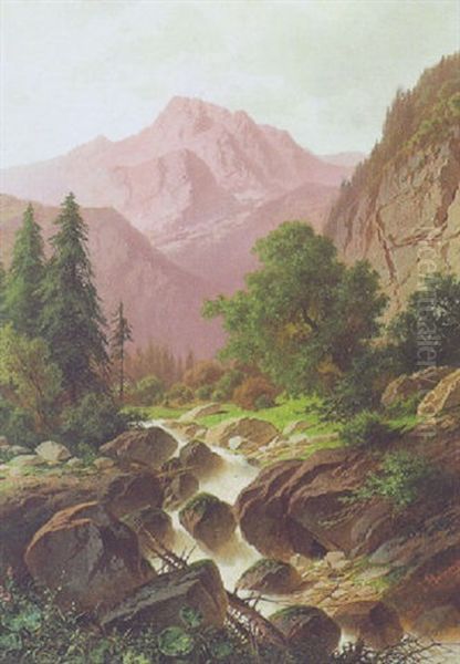 Blick Auf Den Watzmann Oil Painting by Josef Mahorcig