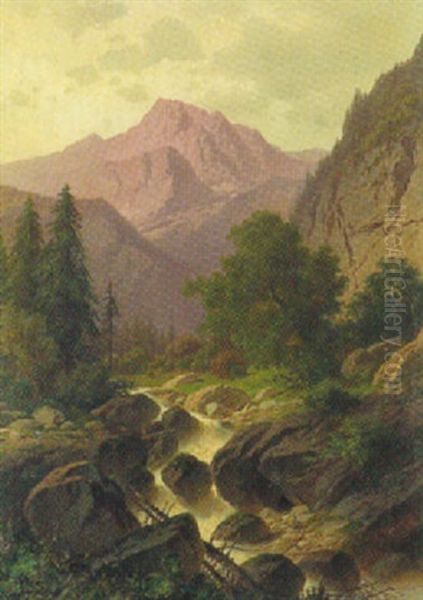 Alpenlandschaft (watzmann) Oil Painting by Josef Mahorcig