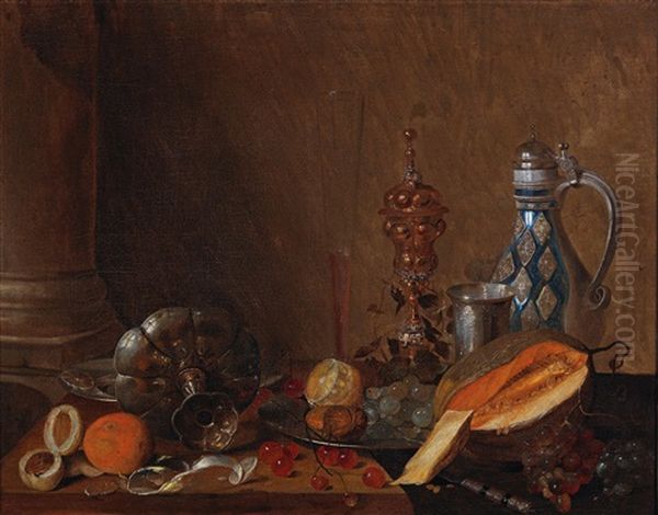 A Still Life With A Gadrooned Goblet Oil Painting by Cornelis Mahu