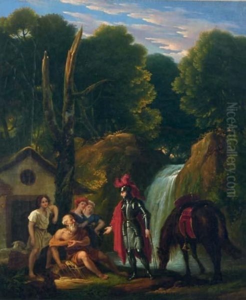 Erminia And The Shepherds Oil Painting by Pierre Nolasque Bergeret