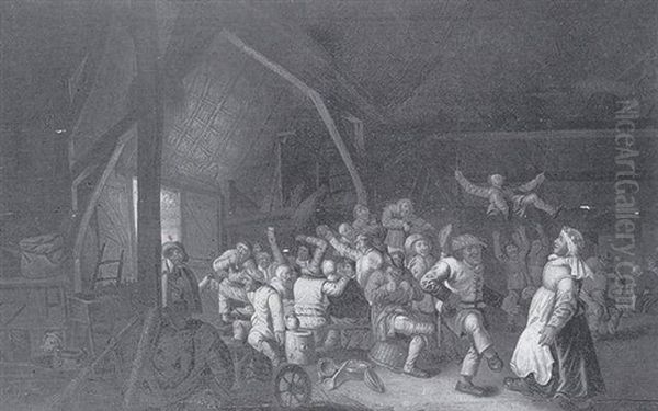 Scene De Rejouissance Dans Une Taverne Oil Painting by Cornelis Mahu