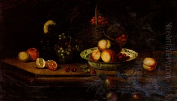 Stilleben Med Frukter Och Druvor Oil Painting by Cornelis Mahu