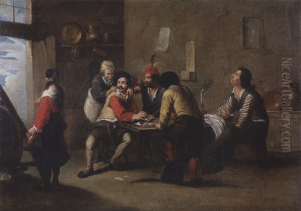 Peasants Smoking And Drinking In A Tavern by Cornelis Mahu