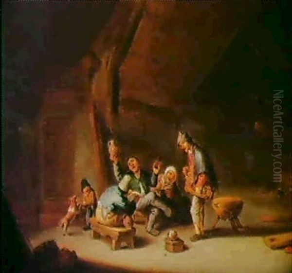 Bauern Im Wirtshaus. Oil Painting by Cornelis Mahu