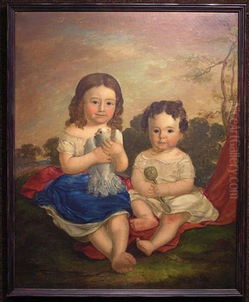 Portrait Of Two Southern Children Oil Painting by John Maier