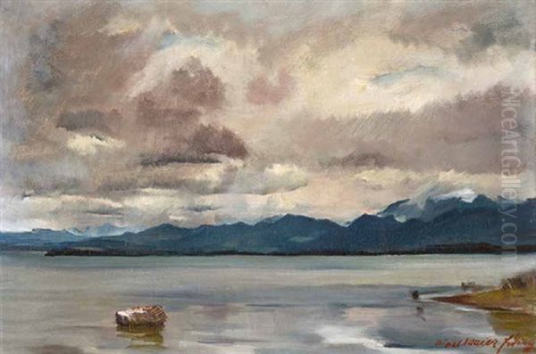 Blick Auf Einen Oberbayrischen See Oil Painting by Hiasl Maier-Erding