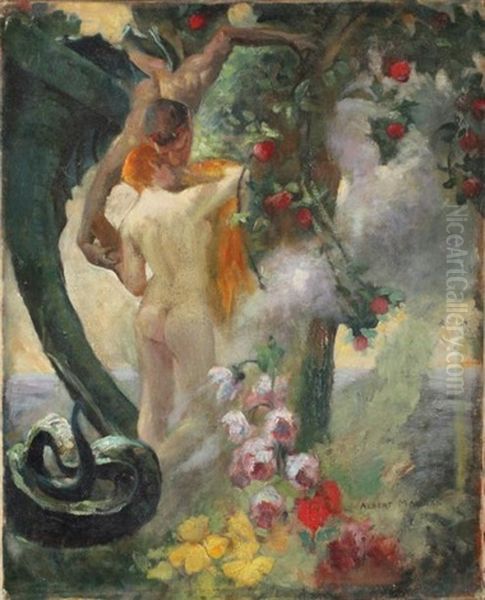 Adam Et Eve (study) Oil Painting by Albert (Pierre Rene) Maignan