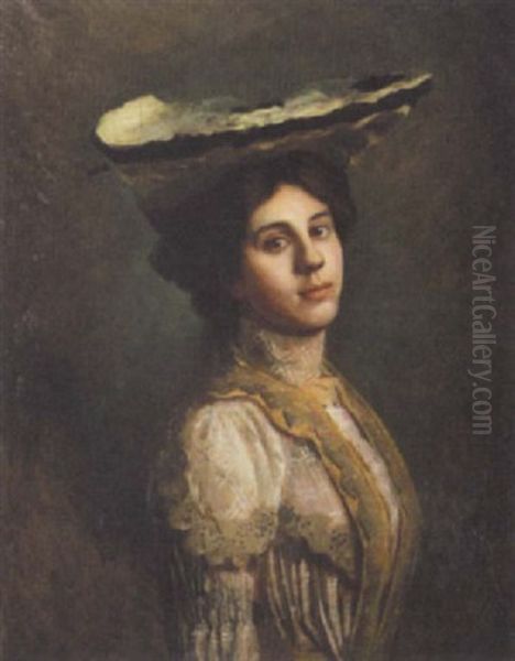 Portrait De Femme Oil Painting by Albert (Pierre Rene) Maignan