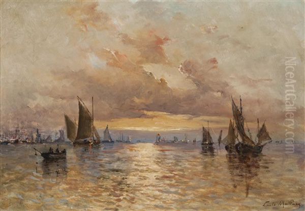 Retour De Peche Au Crepuscule Oil Painting by Emile Maillard