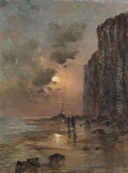 La Falaise La Nuit Oil Painting by Emile Maillard