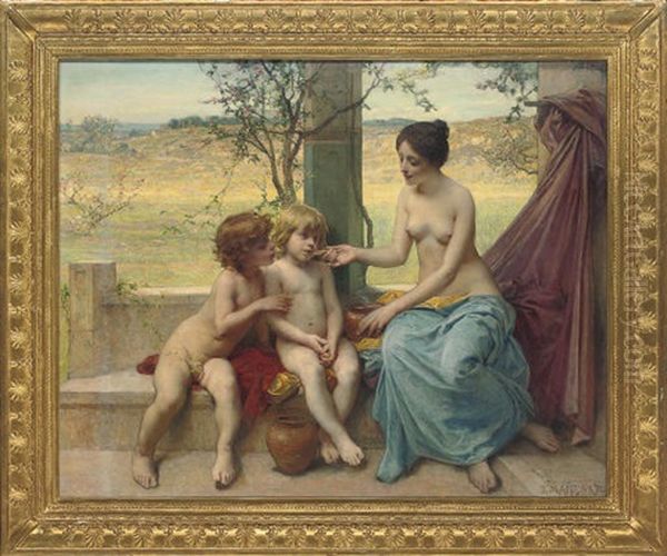 An Allegory Of Motherhood Oil Painting by Diogene Ulysse Napoleon Maillart