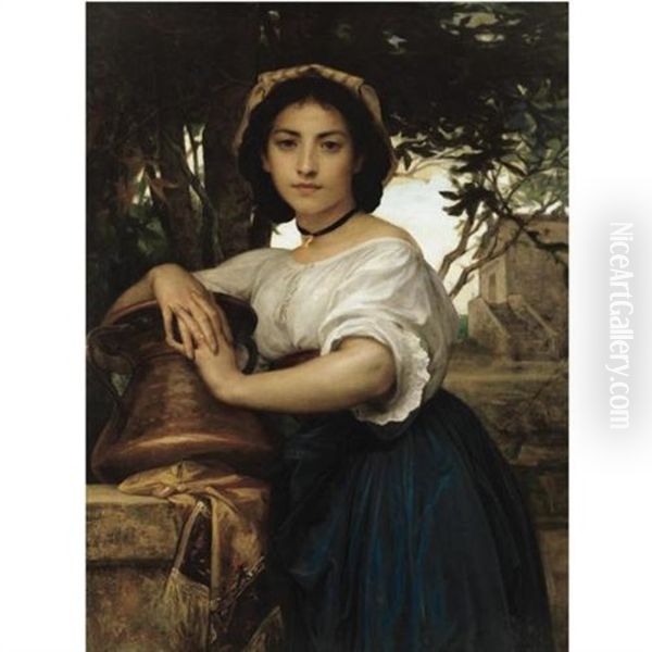 Young Roman Water Carrier Oil Painting by Diogene Ulysse Napoleon Maillart