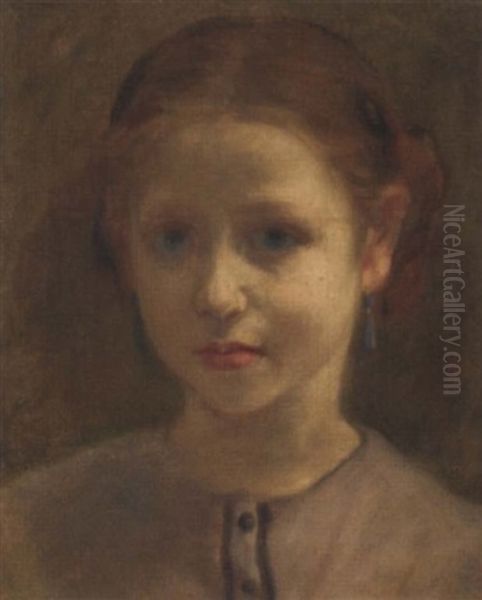 Portrait De Jeune Fille Oil Painting by Diogene Ulysse Napoleon Maillart