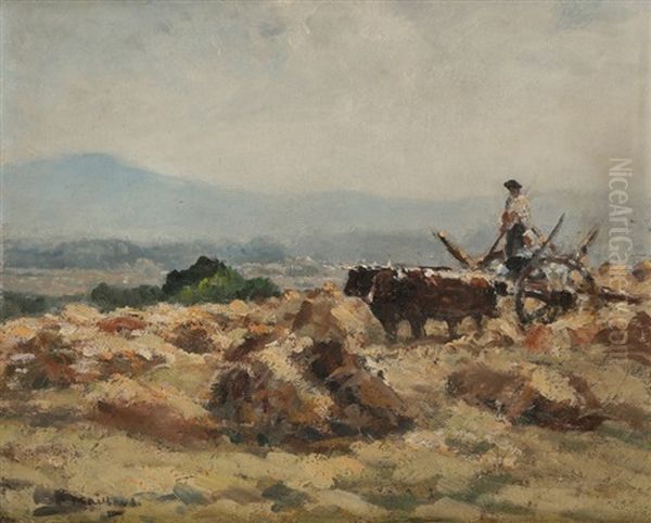 Paysan A La Charrette Oil Painting by Fernand Maillaud