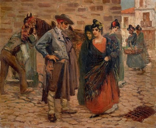 Scene De Rue En Espagne Oil Painting by Fernand Maillaud