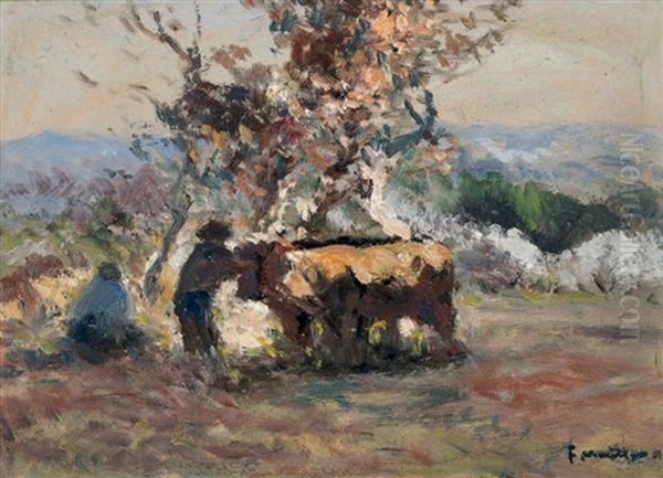 Berger Et Vaches Oil Painting by Fernand Maillaud