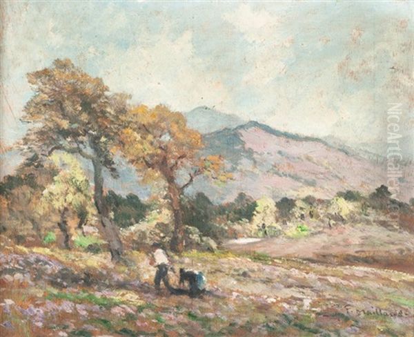 Les Foins A Jaubergue Oil Painting by Fernand Maillaud