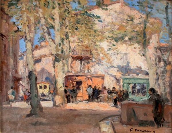 Place De Village Animee Oil Painting by Fernand Maillaud