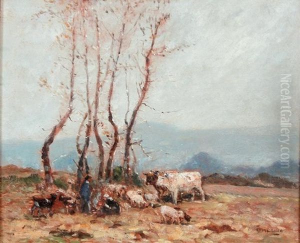 Bergers Aux Champs, Gelee Blanche Oil Painting by Fernand Maillaud