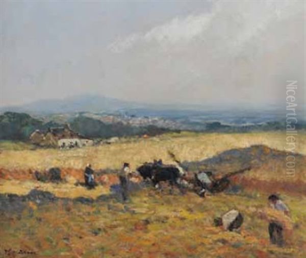 Le Labour, Environs De Gueret, Creuse Oil Painting by Fernand Maillaud