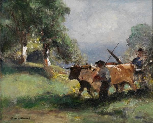 L'attelage Dans Le Pre Oil Painting by Fernand Maillaud