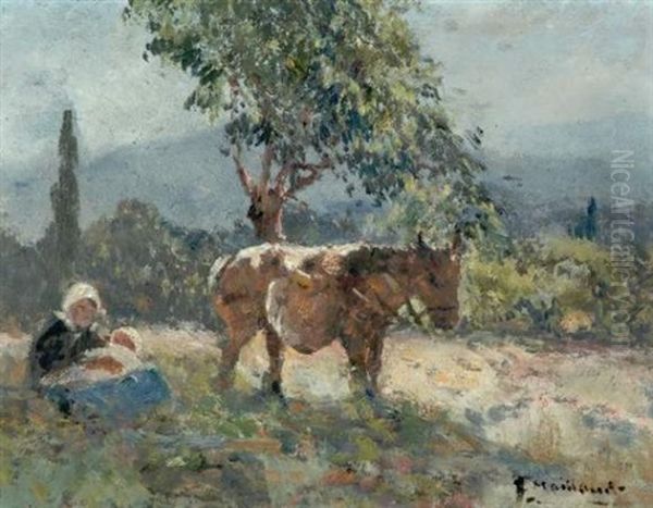 Maternite Aux Champs Oil Painting by Fernand Maillaud