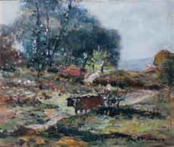 Attelage De  Boeufs Oil Painting by Fernand Maillaud