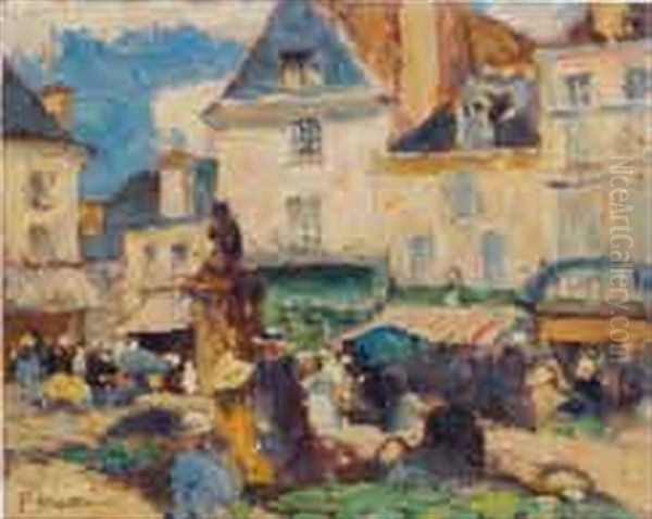 Marche A Issoudun Oil Painting by Fernand Maillaud