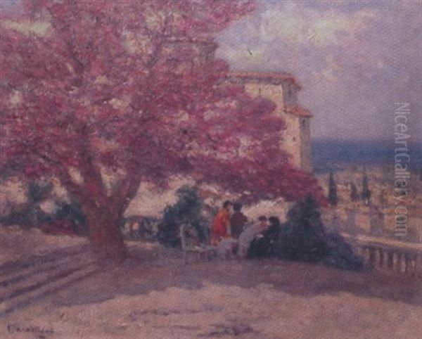 L'arbre De Judee Aux Vieux Chateau Hyeres Oil Painting by Fernand Maillaud