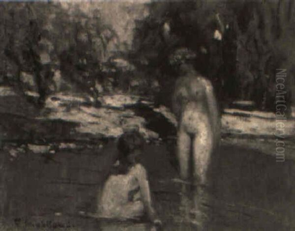 Jeunes Filles Au Bain Oil Painting by Fernand Maillaud