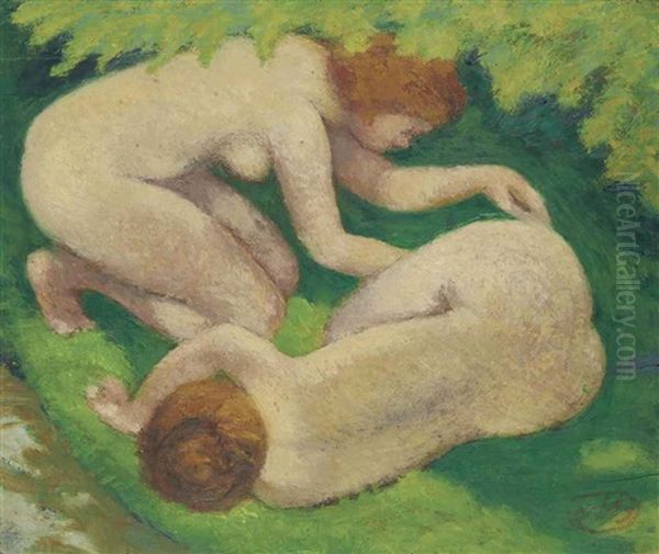 Les Deux Baigneuses Oil Painting by Aristide Maillol