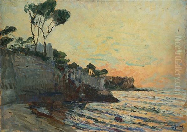 Tramonto Alla Spiaggia Della Pagoda Porto Di Ischia Oil Painting by Gianni Maimeri