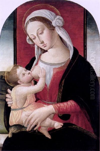 The Madonna Suckling The Infant Christ Oil Painting by Sebastiano di Bartolo Mainardi