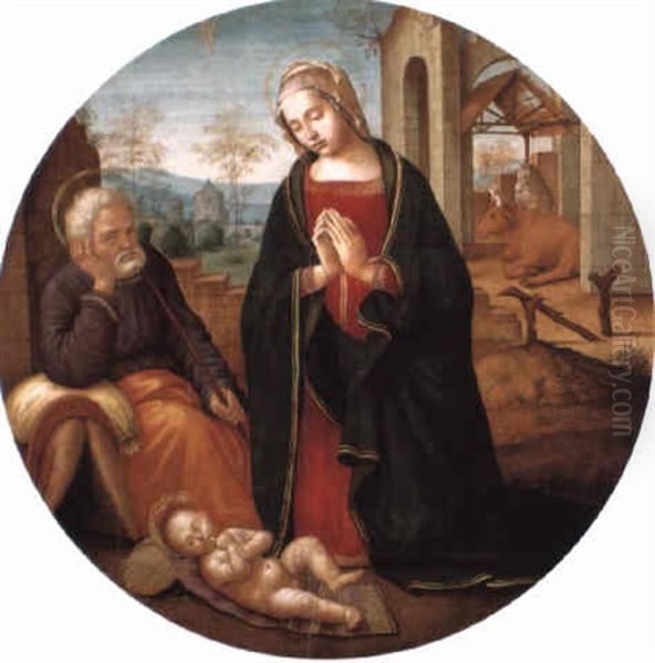 The Nativity Oil Painting by Sebastiano di Bartolo Mainardi