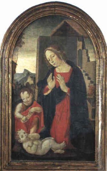 La Vierge Et Saint Jean-baptiste Adorant L'enfant Oil Painting by Sebastiano di Bartolo Mainardi