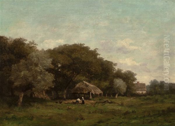 A La Ferme Oil Painting by Gustave Maincent