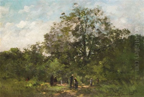 Spazierganger Im Park (bois De Boulogne) Oil Painting by Gustave Maincent