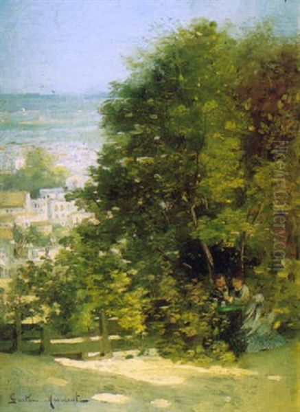 Bistrot Pres De Montmartre Oil Painting by Gustave Maincent