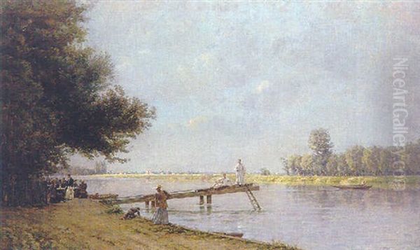 La Grenouillere Oil Painting by Gustave Maincent