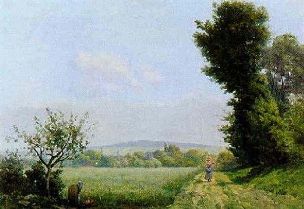 La Ramasseuse De Pommes Oil Painting by Gustave Maincent