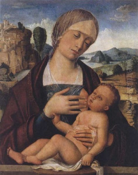 Madonna And Child Oil Painting by Gian-Francesco de Maineri