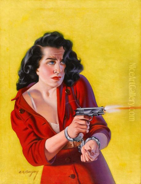 Girl Returning Fire Oil Painting by Earle K. Bergey