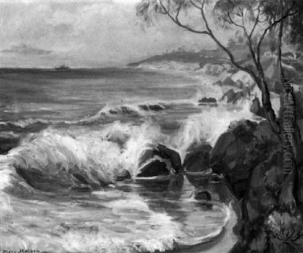 Crashing Waves Oil Painting by Mary Edith Maison